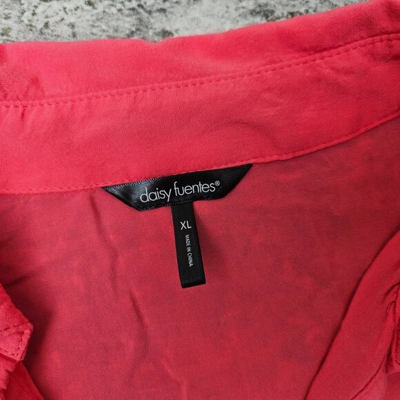 Daisy Fuentes Women Top Shirt Rose Pink Rayon Long Sleeve Blouse Size XL - Picture 10 of 12